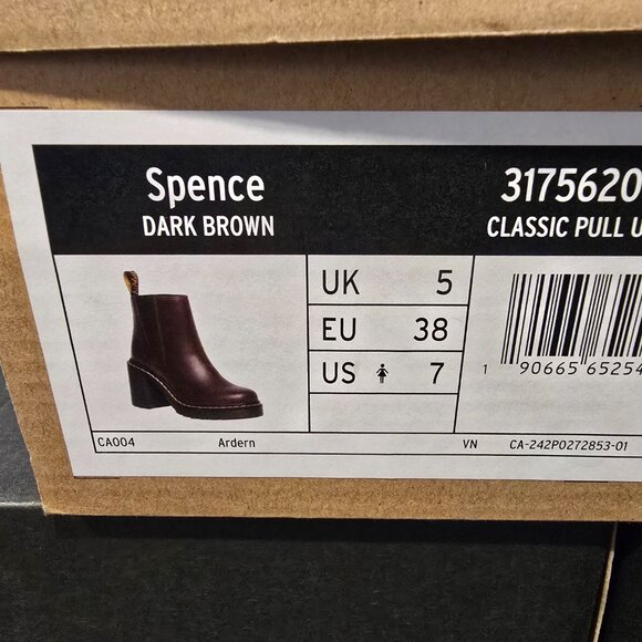 Dr. Martens Spence Flared Heel Ankle Boots Brown Leather Women’s 7 31756201 NEW - Picture 13 of 13